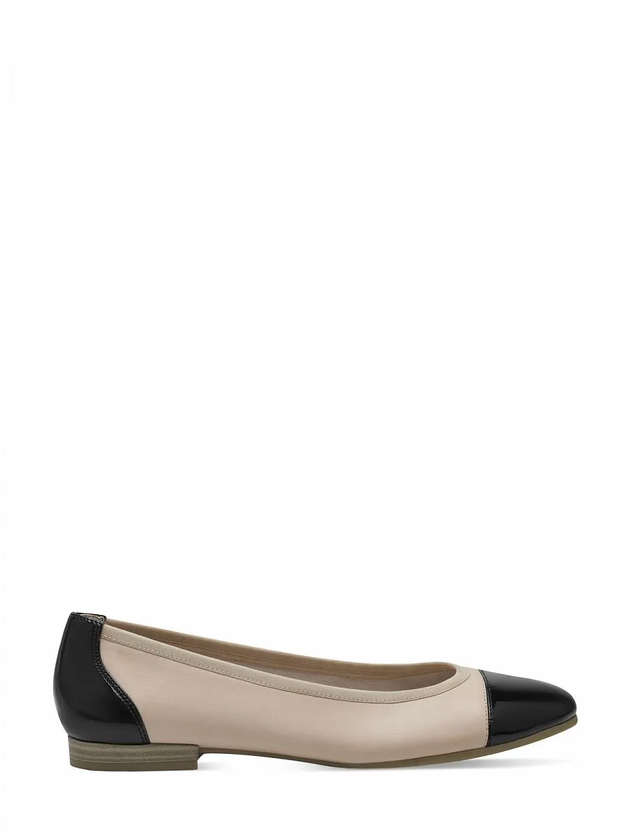 Contrast Toe Ballerina Leather