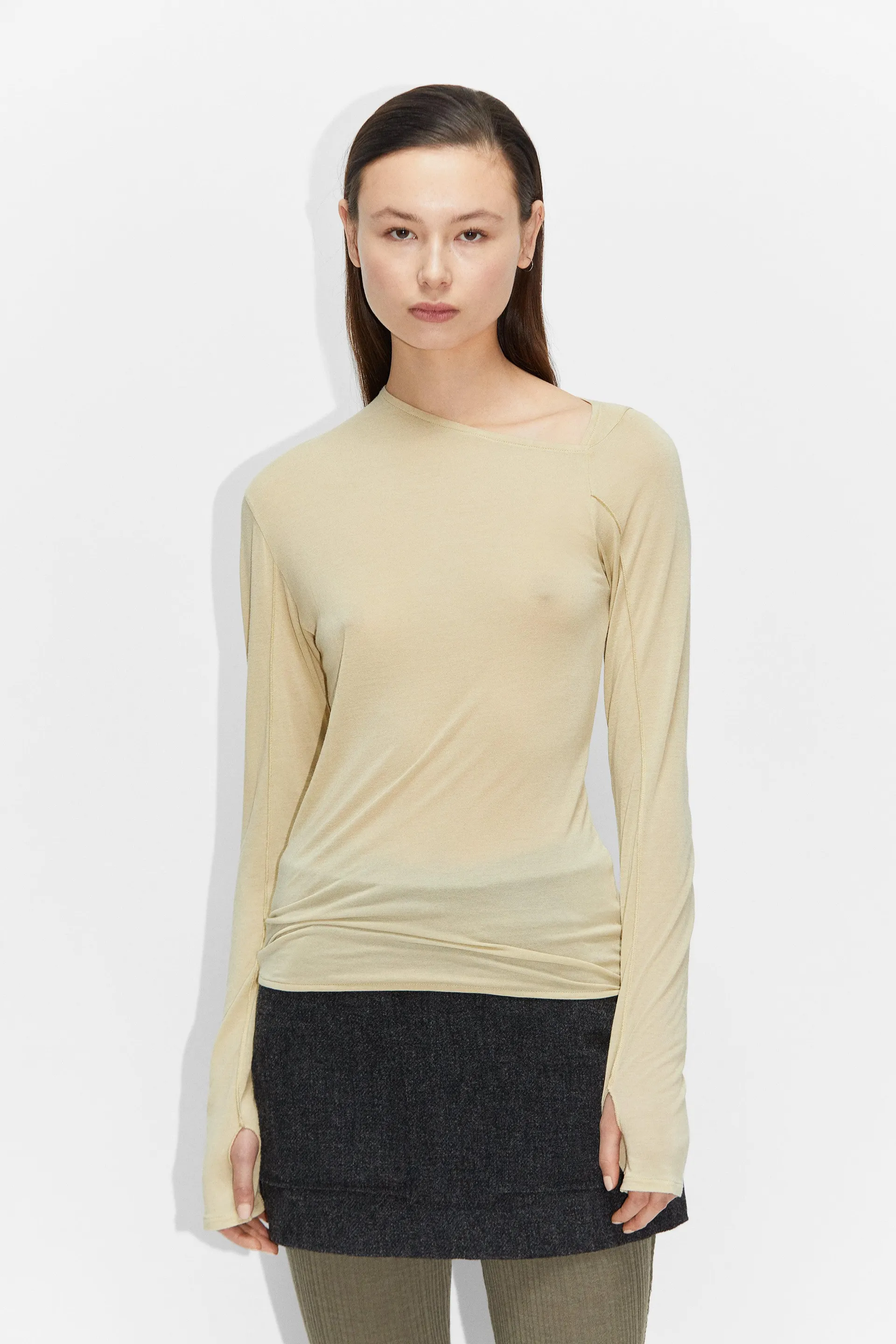 Long-sleeve Asymmetrical Top