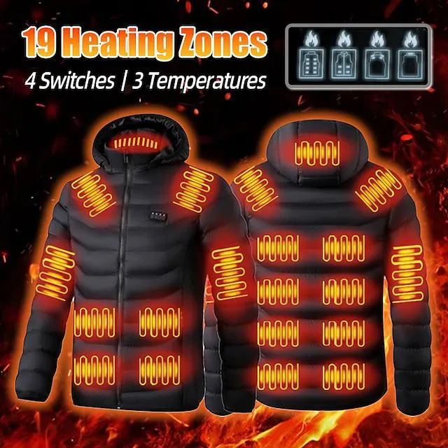 Chaqueta calefactable de 19 áreas para hombre/mujer, chaquetas calefactoras eléctricas usb, chaleco para hombre, abrigo térmico con puntos cálidos para invierno y exteriores, chaqueta parka