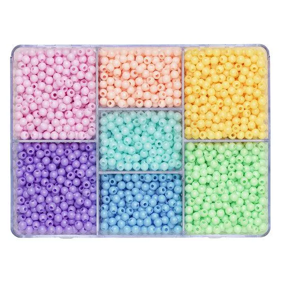 Perlemiks med 2850 runde perler i pastellfarger, Ø4 mm