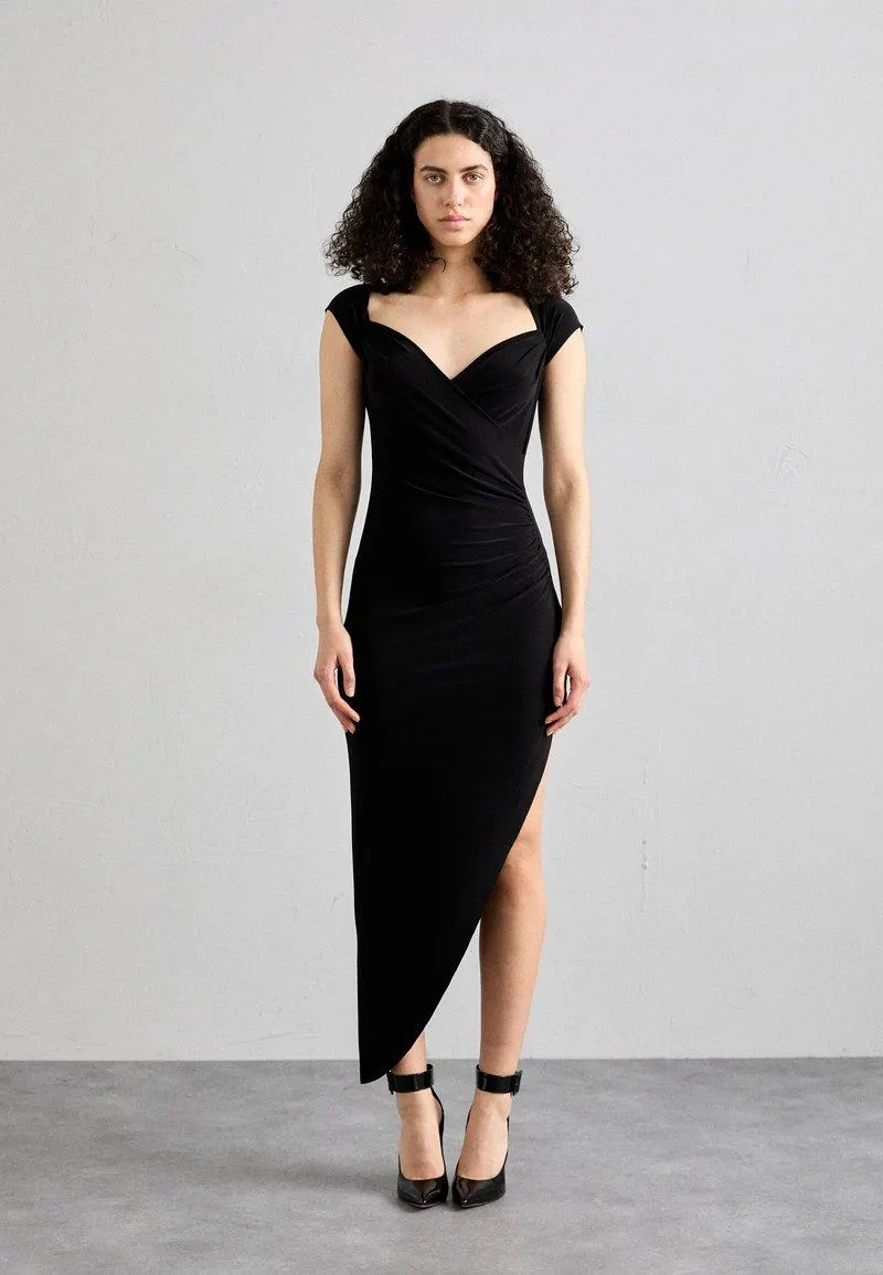 CAP SLEEVE SWEETHEART SIDE DRAPE GOWN - Jerseykjole
