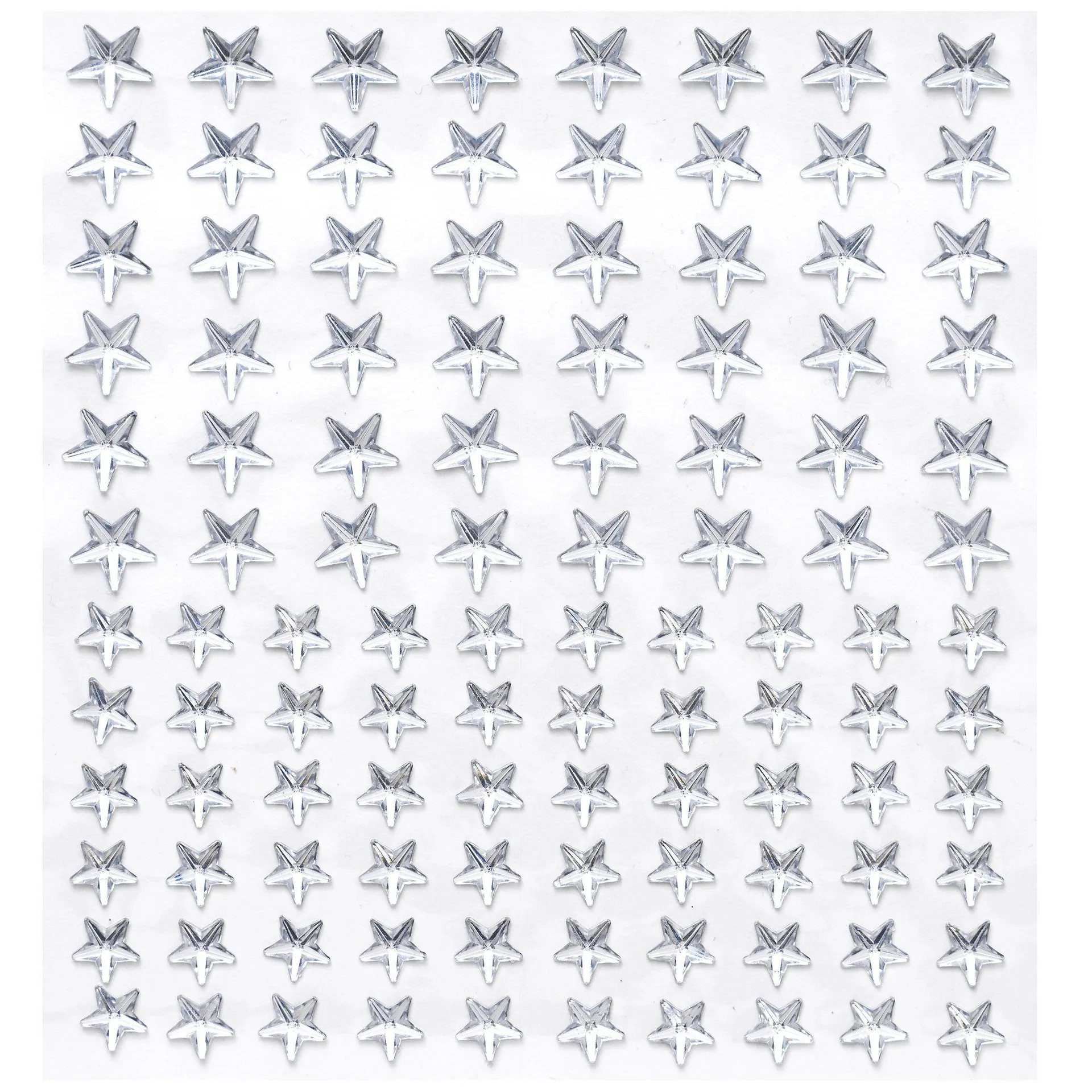 Rhinestone stickers stjerner krystall – 216 stjerneformede klistremerker. Ø8 / 10 mm