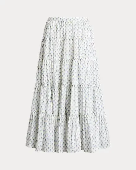 Floral Tiered Cotton Poplin Skirt