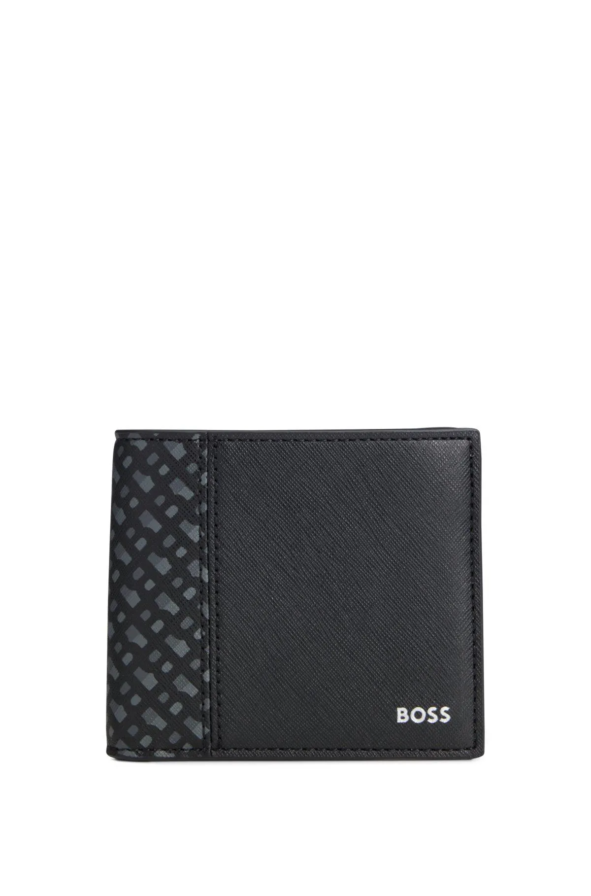 Structured wallet with monogram detailing
