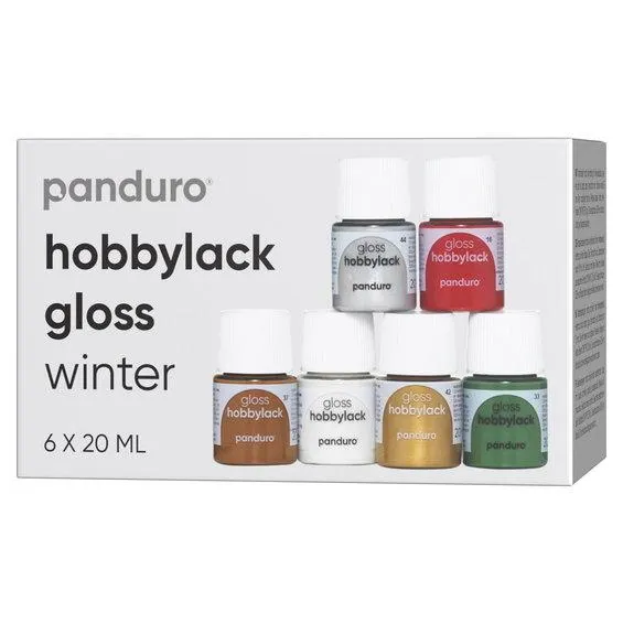 Hobbylakk gloss 6×20 ml Winter – 6 blanke farger som gir vinter- og julestemning