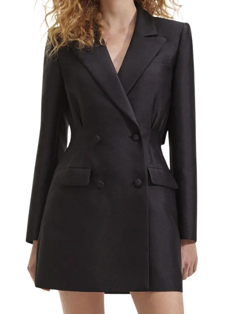 Black Taffeta Tailored Mini Dress – Sort