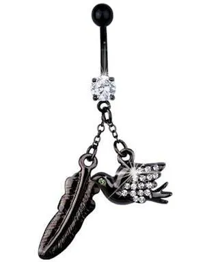 Dove & Feather - Svart Navlepiercing