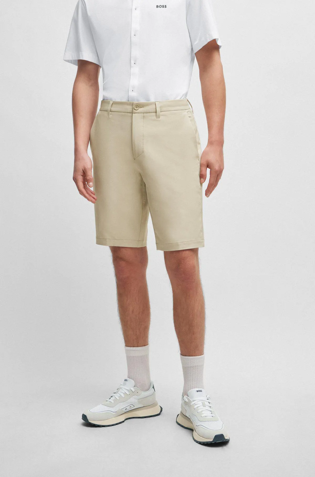 Slim-fit shorts in easy-iron four-way stretch fabric