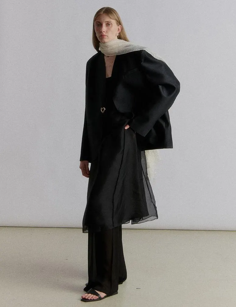 Asti Wool Silk Blazer Black