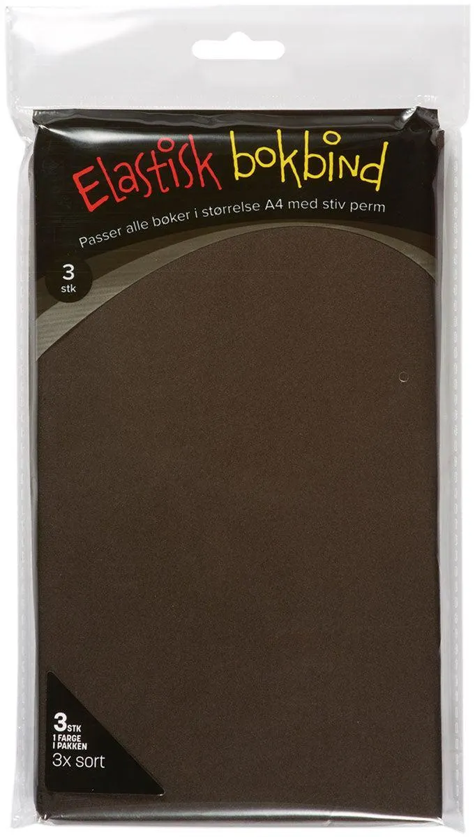 Bokbind Elastisk A4 3pk Ensfarget Sort