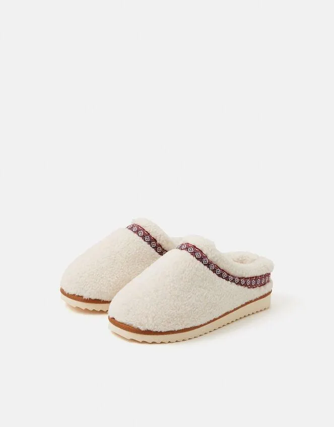 Faux Shearling Mule Slippers Cream