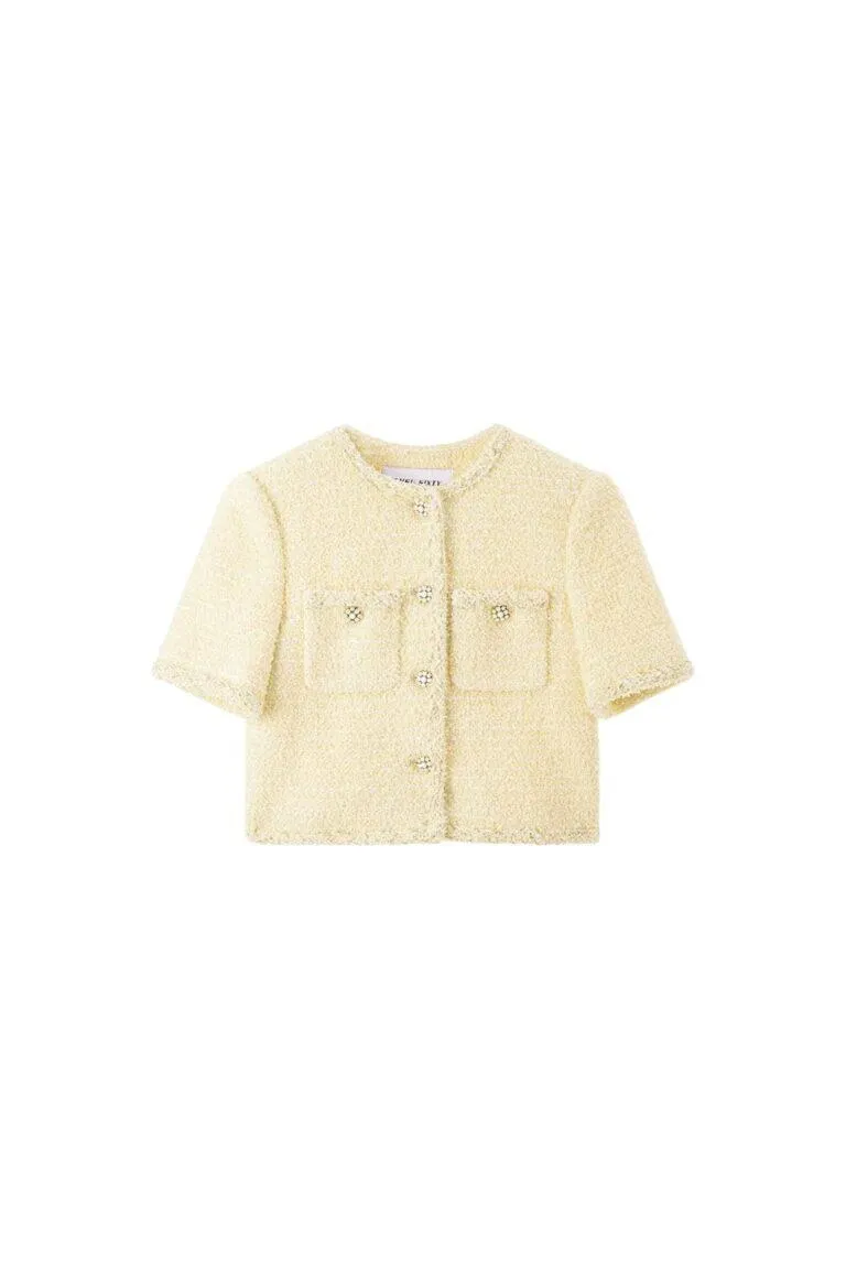 Round Neck Cropped Wollen Jacket – Gul