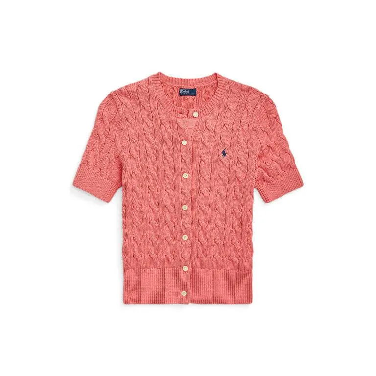 Cable-Knit Short-Sleeve Cardigan – Rosa