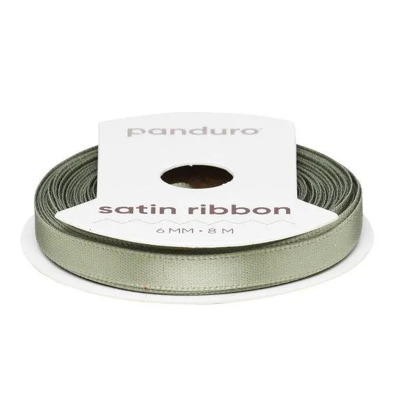 Lyst kakifarget satengbånd – 6 mm bredt og 8 meter langt