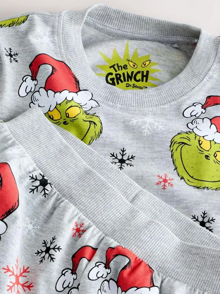 Green/Grey Grinch Single Jogger Christmas Pyjamas (3-16yrs)