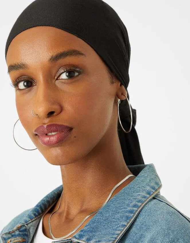 Stainless Steel Large Thin Hoop Earrings Silver