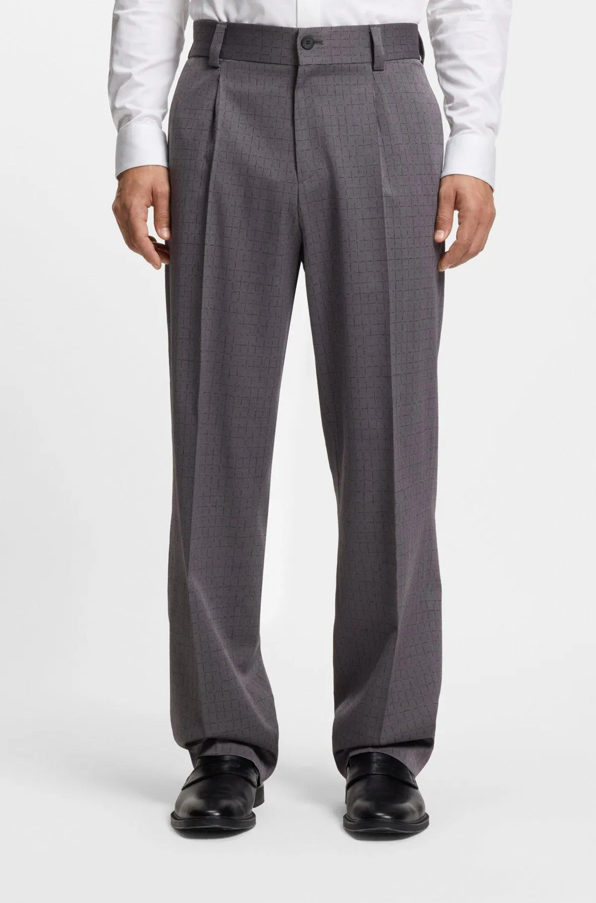 Modern-fit trousers in pin-check stretch fabric