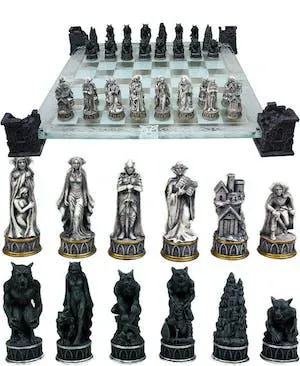 Sjakkbrett med Vampyr- og Varulvfigurer 43 cm