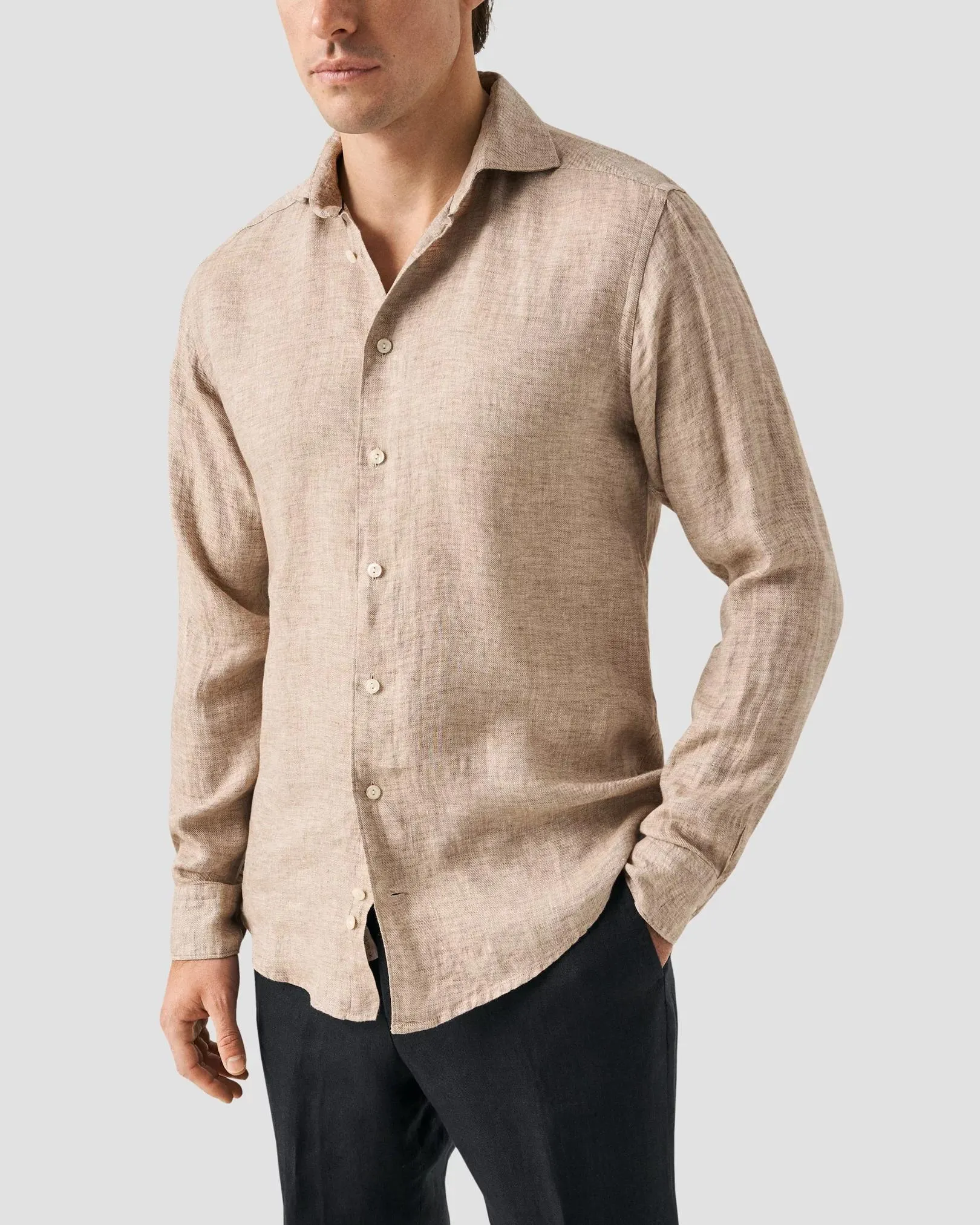 Light Brown Linen Twill Shirt