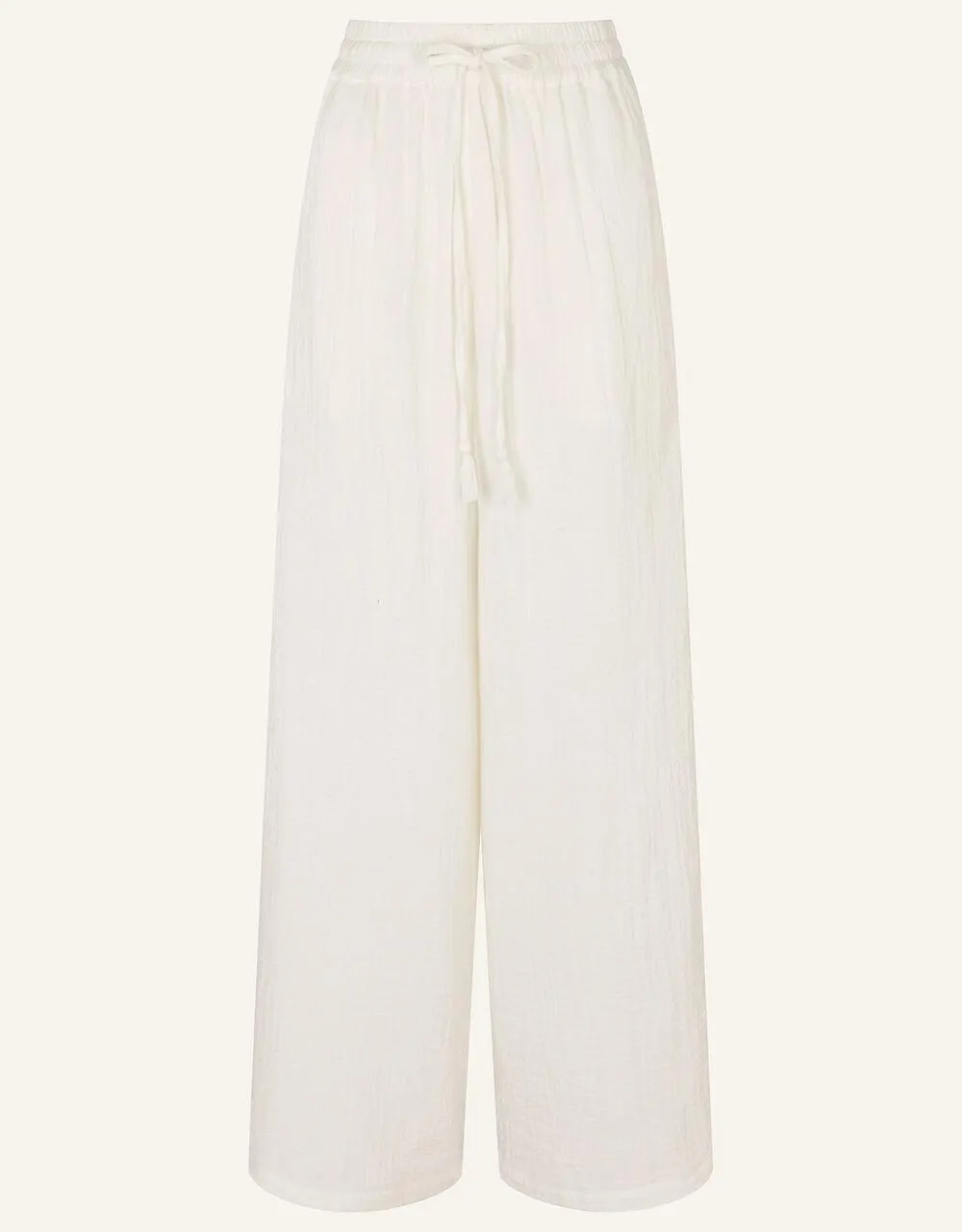 Crinkle Beach Trousers White