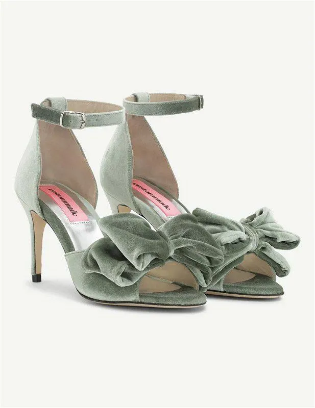 Marita Velvet Heels Turf Green