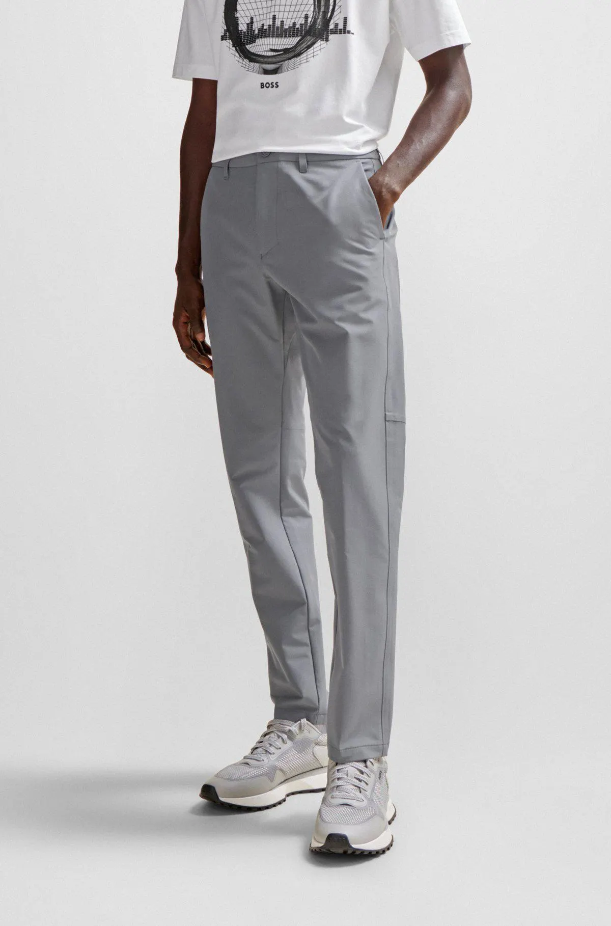 Slim-fit chinos in easy-iron four-way stretch fabric
