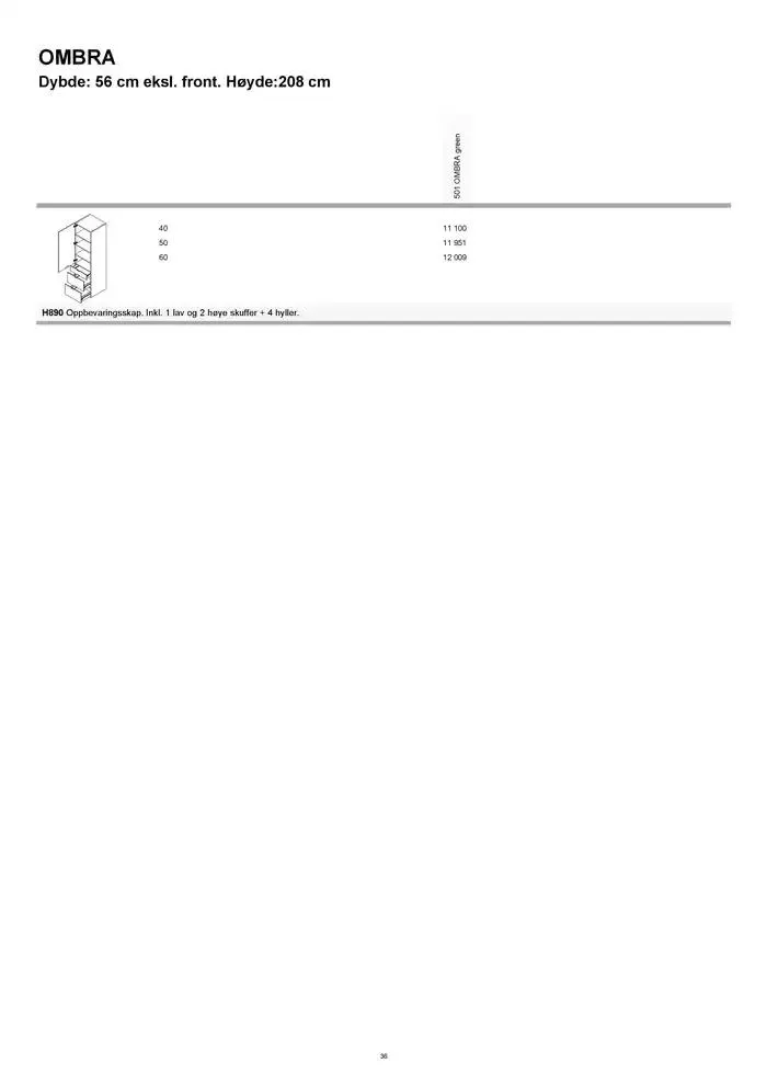 kvik kjøkken Garderobe prisliste. fra 1. januar til 31. desember 2025 - kundeavisside 36