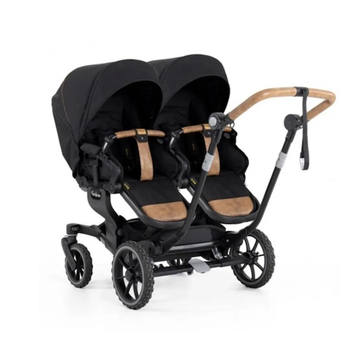 Emmaljunga 2024 | 735 Twin Sportsvogn Flat Outdoor Black | Understell + 2x Sittedel