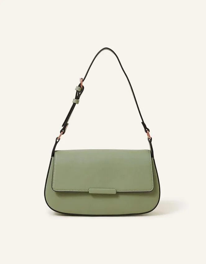 Buckle Strap Bar Shoulder Bag Green