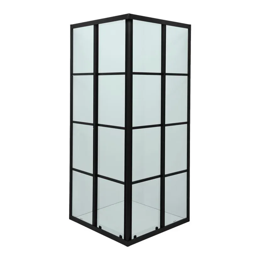 Svart dusjhjørne med skyvedører 80x80x190 cm