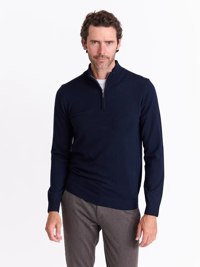 Berto merino zip genser