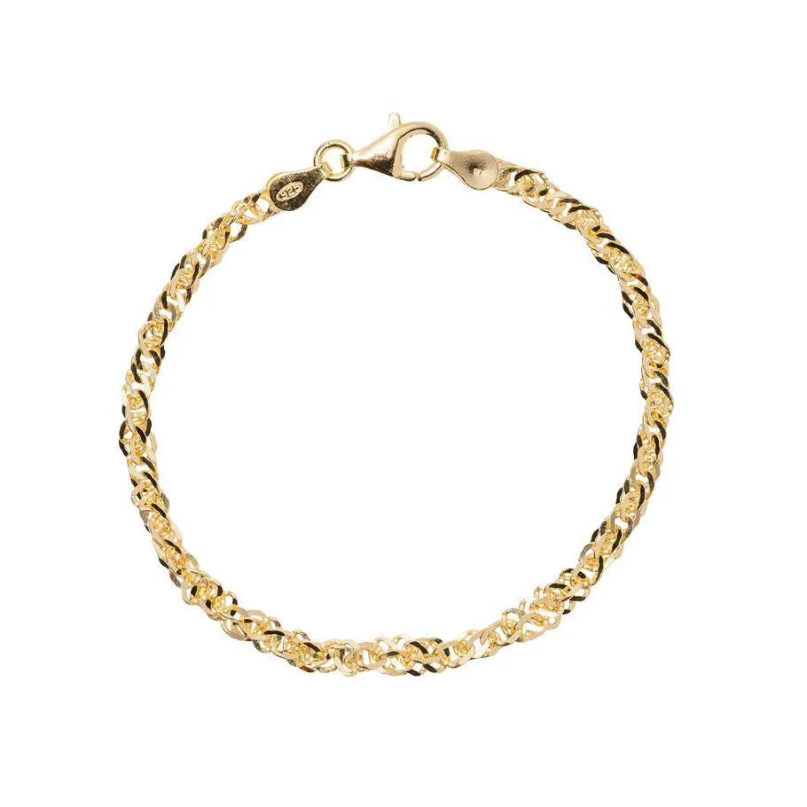 Singapore Armbånd 925 Forgylt Sølv 18 cm