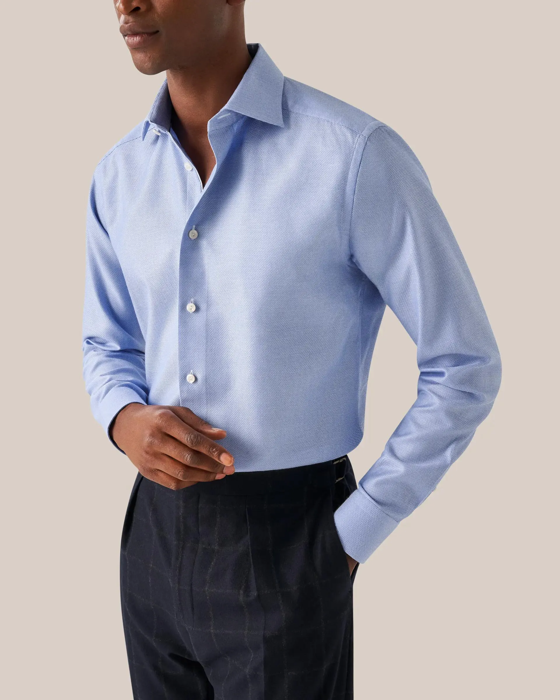 Light Blue Cotton & TENCEL™ Lyocell Stretch Shirt
