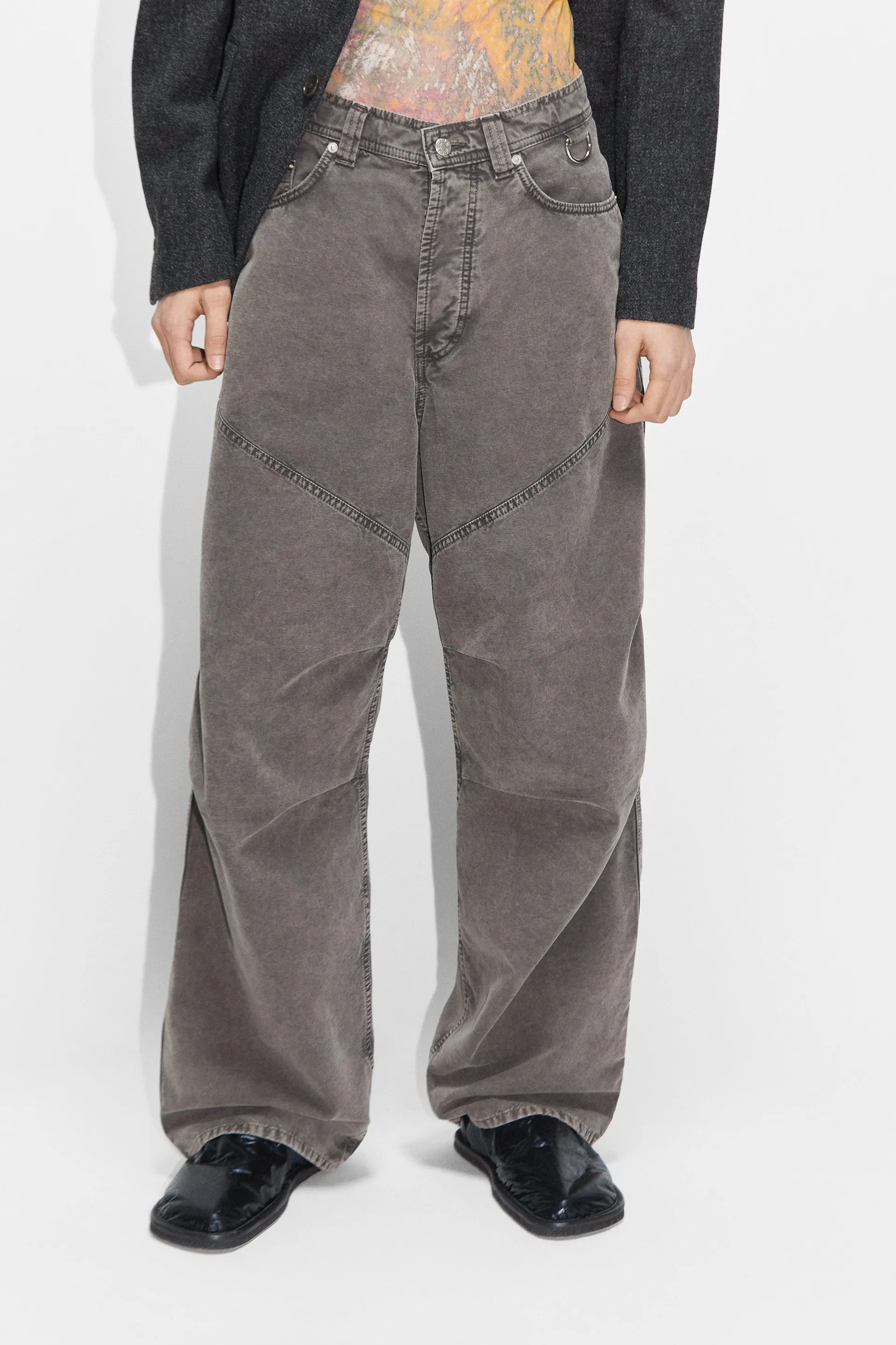 Wide-leg Workwear Trousers