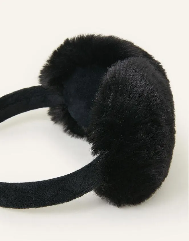 Faux Fur Earmuffs Black