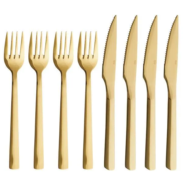 RAW biffbestikk 8 deler gull