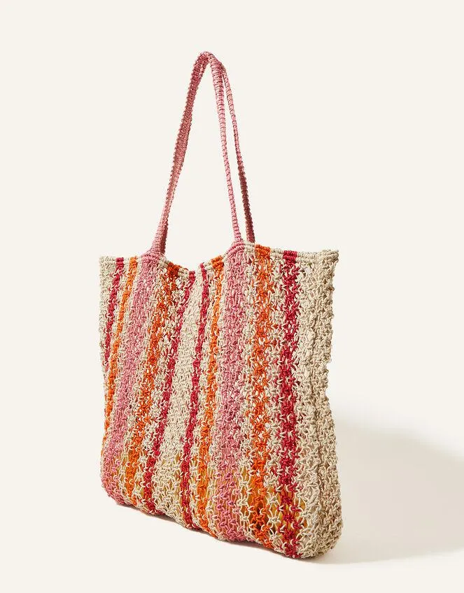 Stripe Macrame Shopper Bag