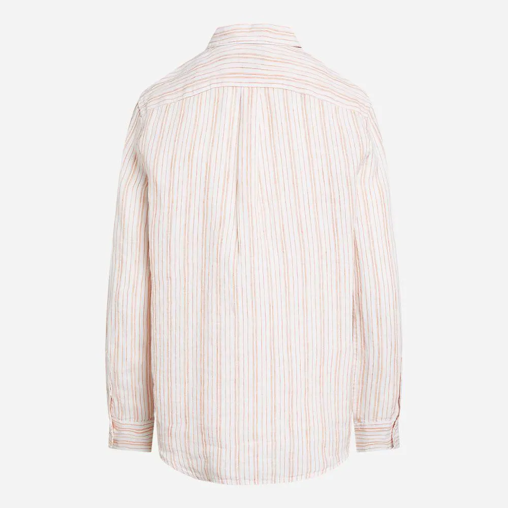 Relaxed-Long Sleeve-Button Front Shirt 1359b Orange Stripe