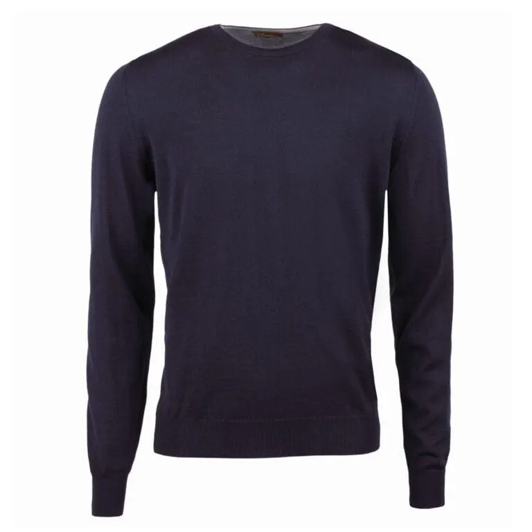 Merino Wool Crew With Knitted Patch – Marine