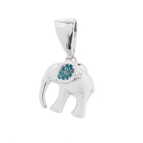 Elephant bling silver Aqua