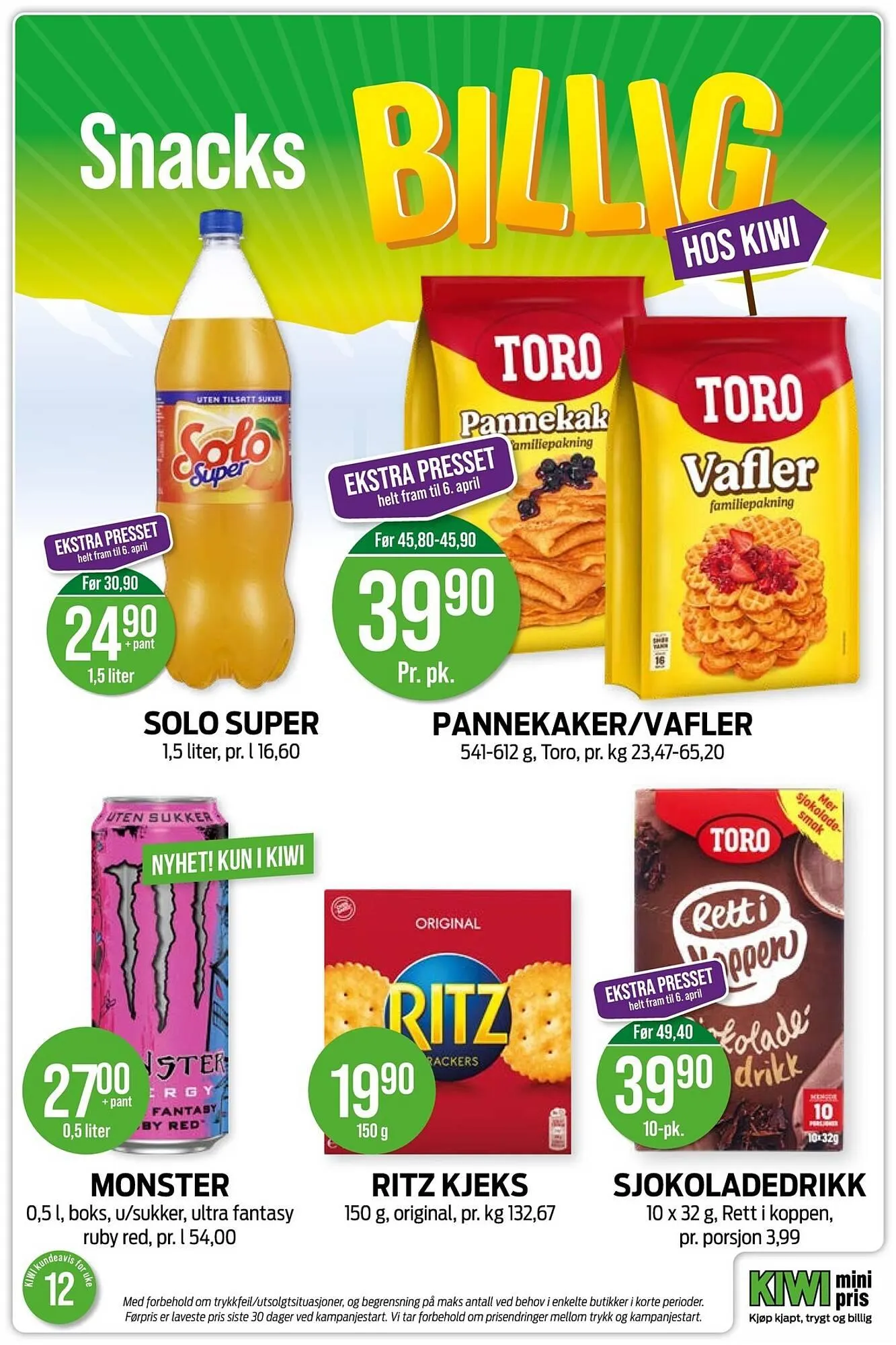 Kiwi kundeavis fra 16. mars til 22. mars 2026 - kundeavisside 12