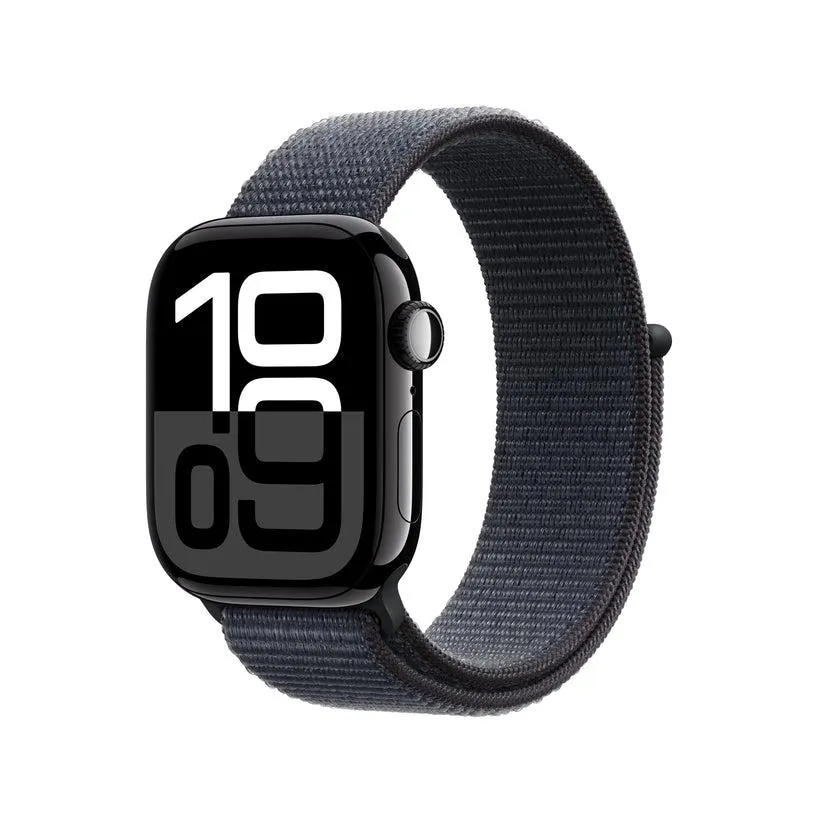 Apple Watch Series 10 GPS + Cellular 42mm Jet Black Aluminium med Ink Sport Loop