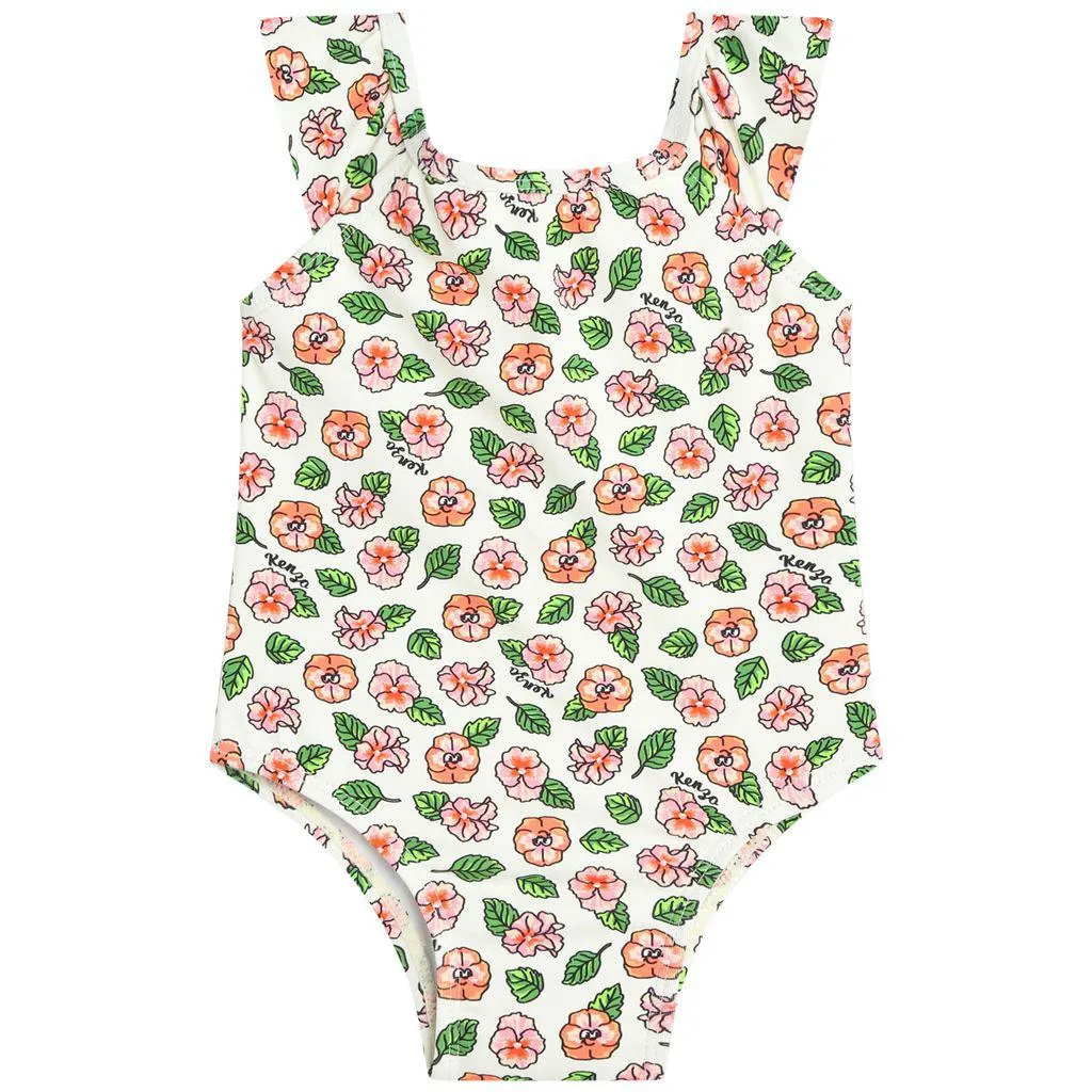 Blomstret Badedrakt Elfenbein