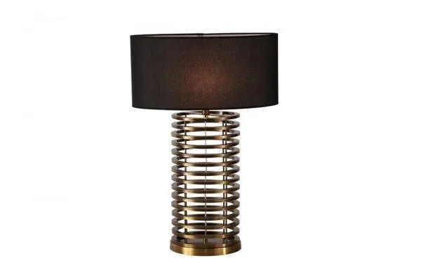 Bord lampe Milano gull h75cm med oval sort skjerm