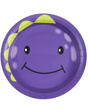 8 stk Lilla Papptallerkener med Monstermotiv 23 cm