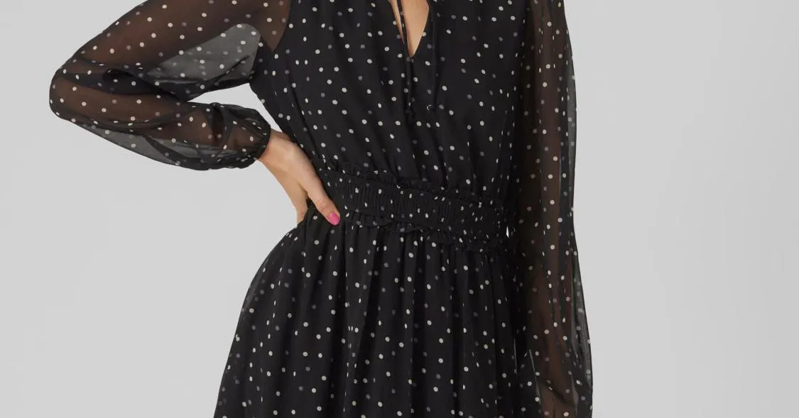 Standard Fit V-hals Elastiske mansjetter Kort kjole