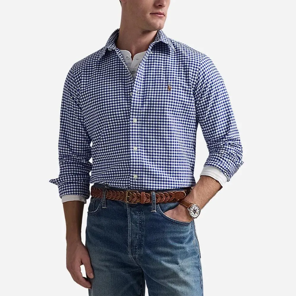 Custom Fit Oxford Shirt - Blue/white Gingham