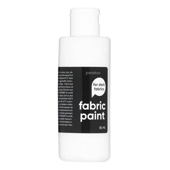 Fabric Paint 85 ml – hvit dekkende tekstilfarge for mørke tekstiler