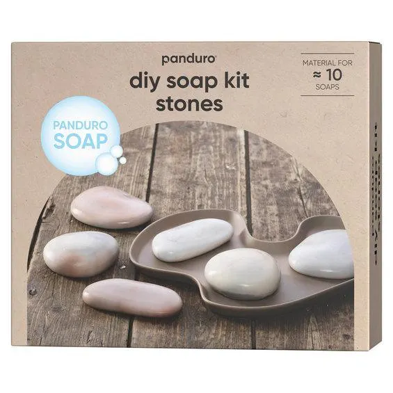 DIY-kit lage steinlignende såper – 1 kg såpemasse, 3 såpefarger, støpeform og såpeduft