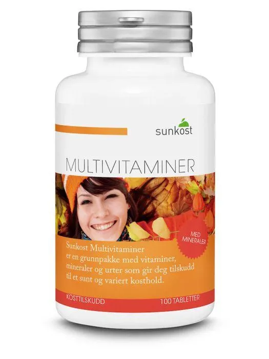 Sunkost Multivitaminer med mineraler 100 tbl